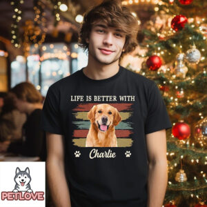 Better With Dog – Personalized Custom Photo Unisex T-Shirt
