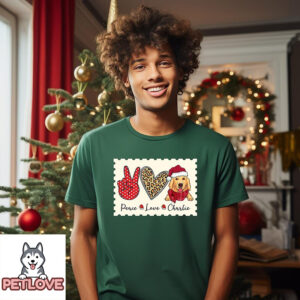 Christmas Peace Love Dog – Personalized Custom Unisex T-Shirt – Christmas Gifts